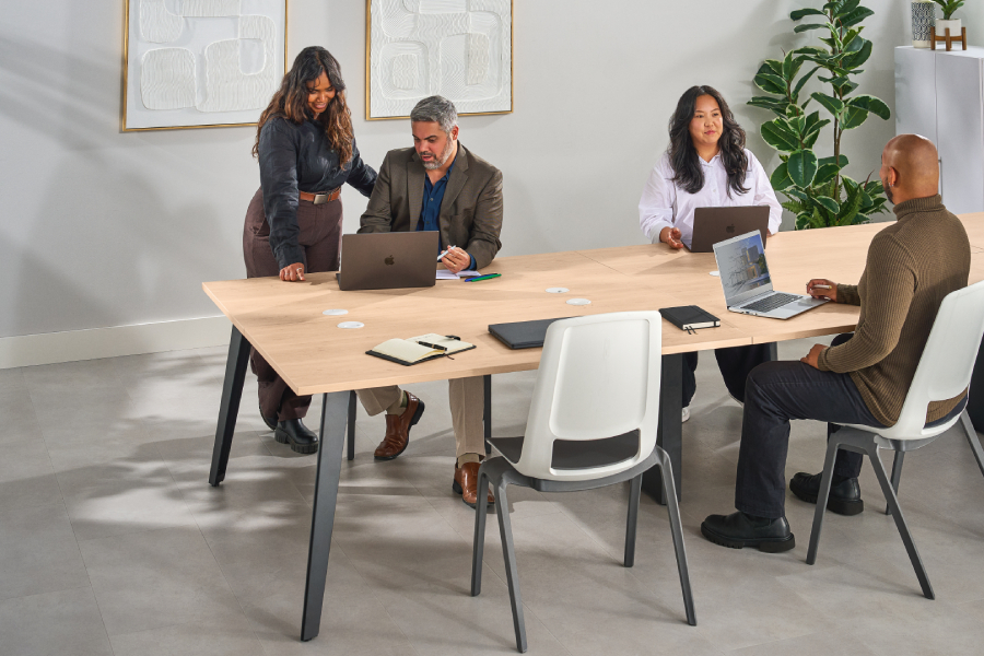 Conference chairs by UPLIFT Desk arranged around a conference table.