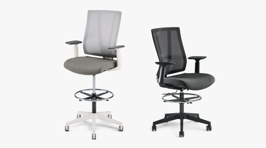 The Clarksville Ergonomic Drafting Chair by UPLIFT Desk at an elevated workspace.