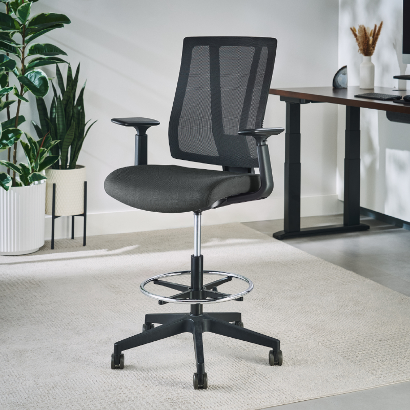 The Clarksville Ergonomic Drafting Chair in Black.