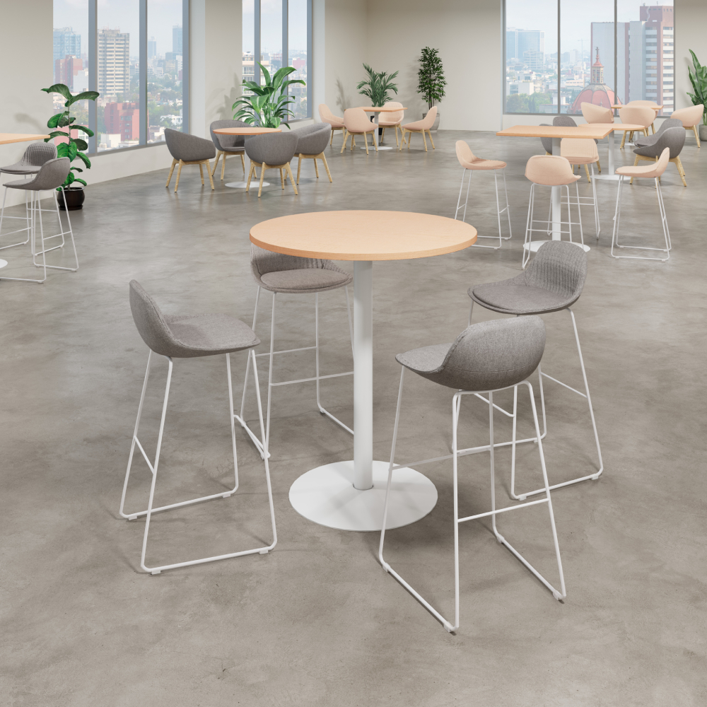 Maple Bistro Table with Rivervue barstools in an office break area.