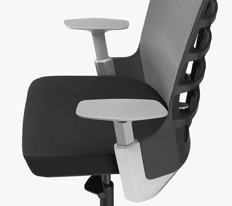 Animation of an adjustable ergonomic chair armrest going up and down