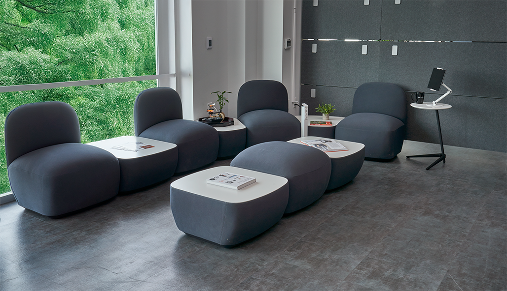Lounge area featuring Dillo Lounge furniture by UPLIFT Desk.
