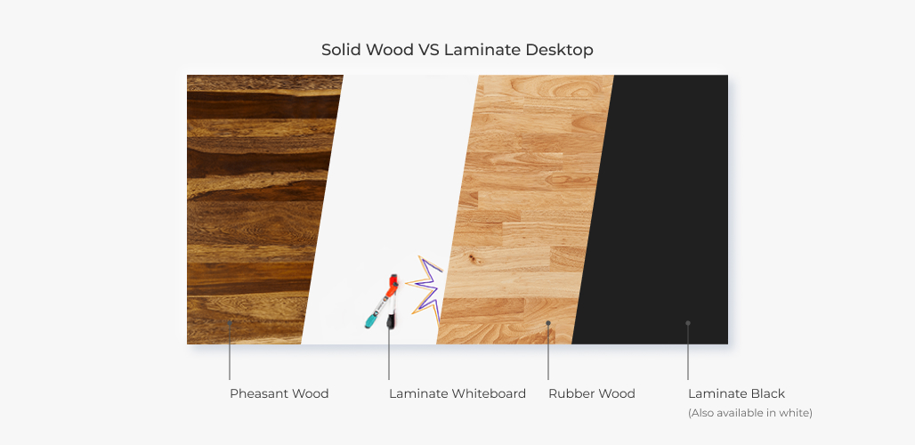 UPLIFT Solid Wood Standing Desk featuring Saman Butcher Block with various desk accessories.