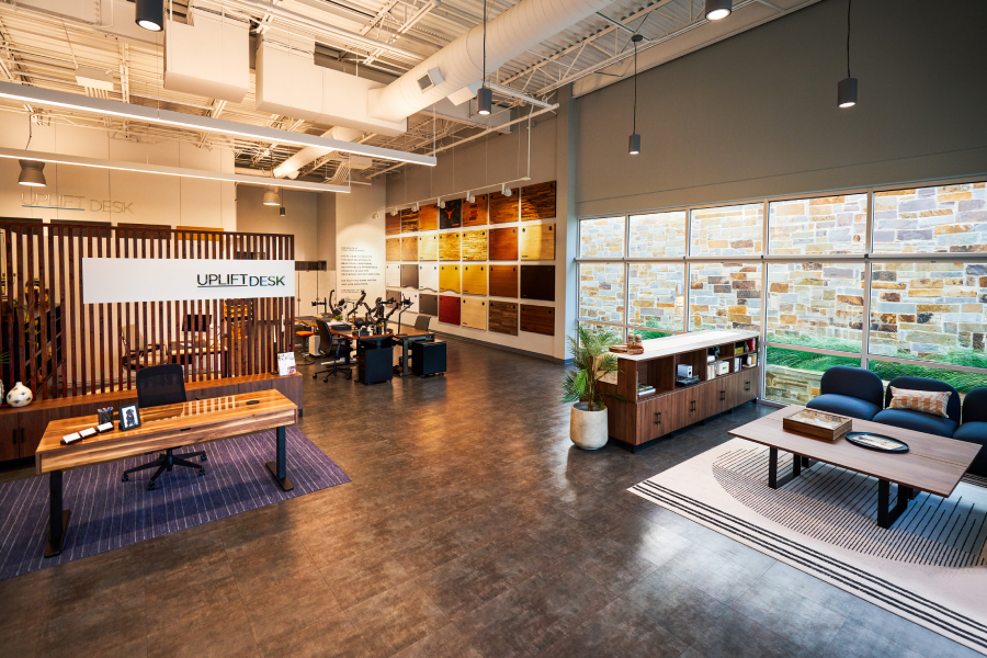 Full view of the UPLIFT Desk showroom entrance