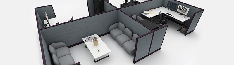 Friant advanced panel system creating individual spaces for independent work and collaboration.