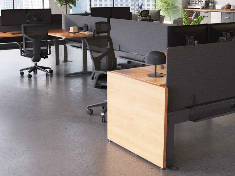 Acoustic privacy panel installed on a workstation