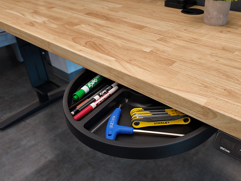 Half Circle Desk Drawer with 360-degree swivel storage