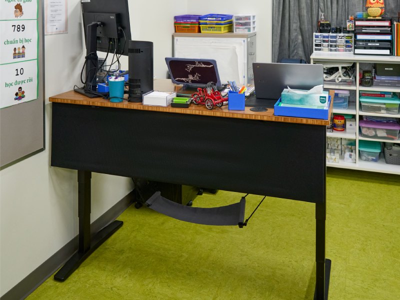 UPLIFT Desk height-adjustable desks donated to Murchison Middle School Special Education Department.