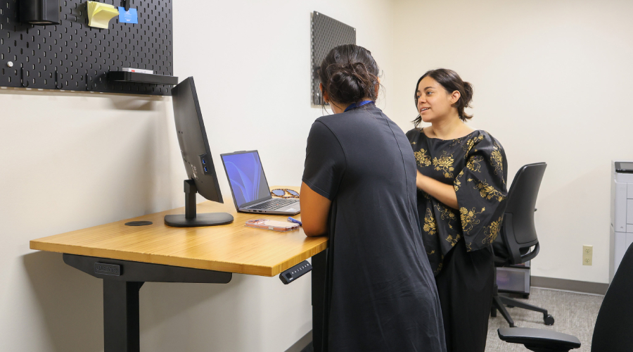 UPLIFT Desk standing desks at the Center for Child Protection's St. Johns Therapy location in North Austin
