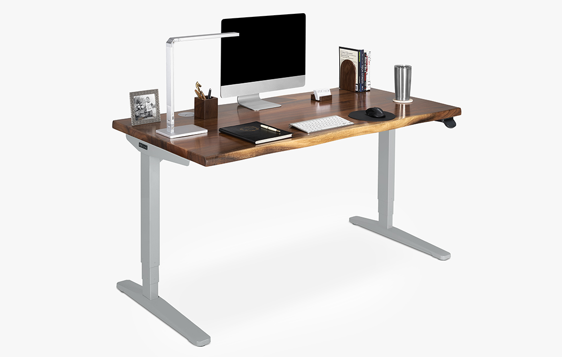 Black, white, industrial style, and gray adjustable height desk frame feet