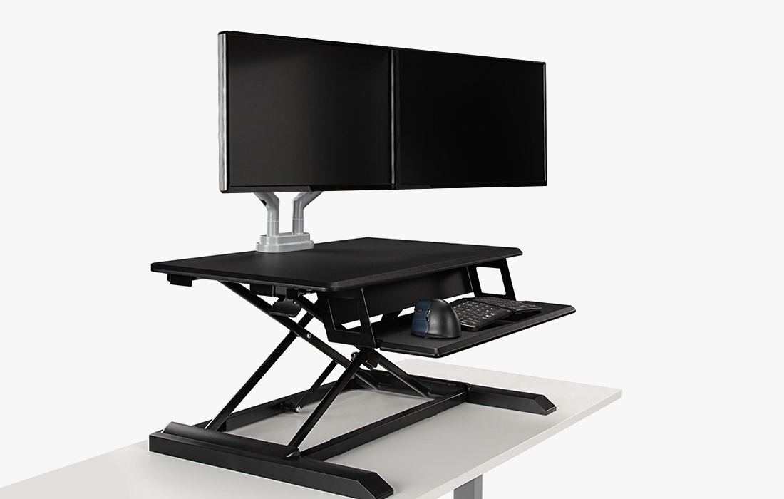 ATX Standing Desk Converter with Zilker Dual Monitor Arm