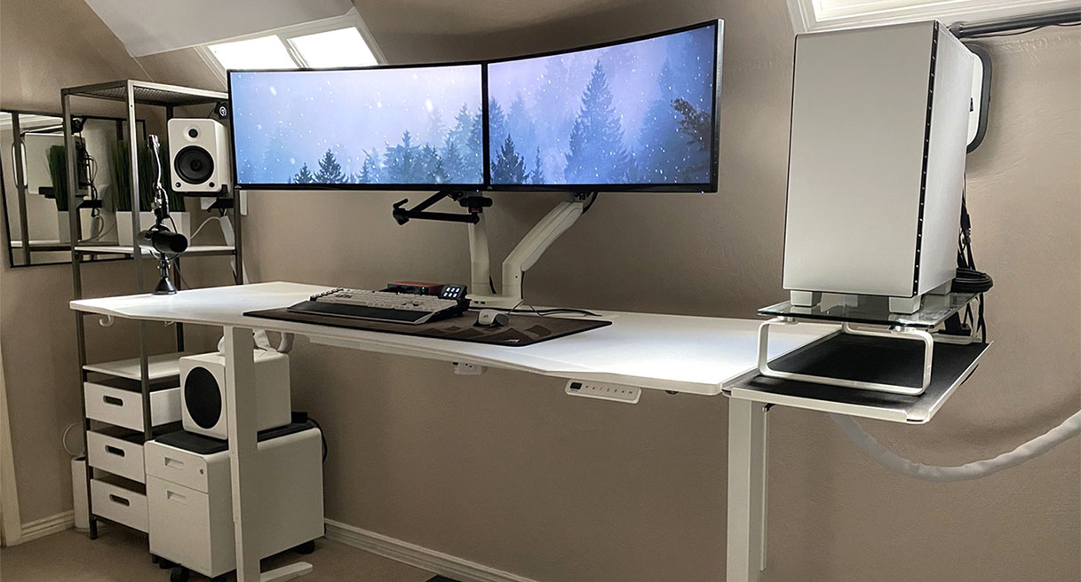 White Ergo Edge Curved Eco V2 Standing Desk