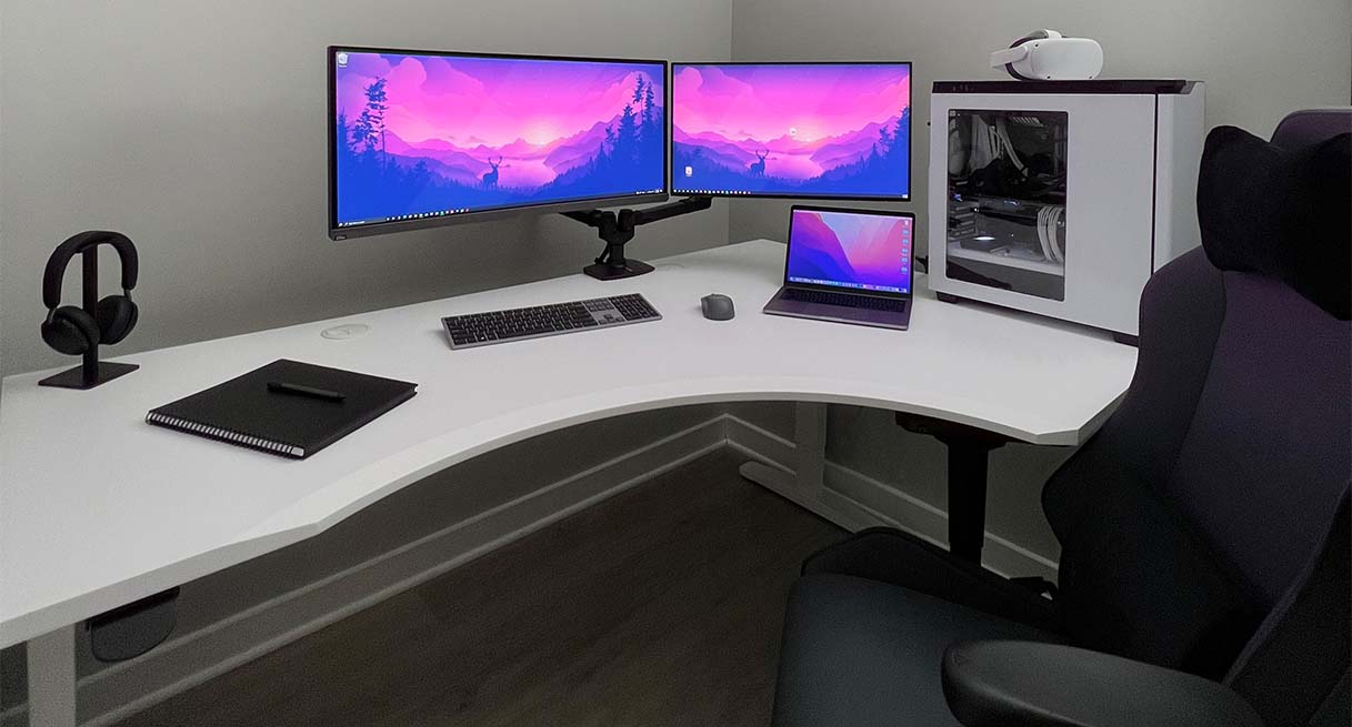 Curved Corner Standing Desk UPLIFT Desk