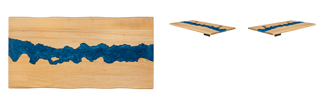 ash with epoxy live edge solid wood desktop