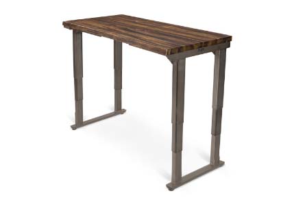 Sturdy UPLIFT 4-Leg Standing Desk with industrial style frame and Saman Live Edge Desktop