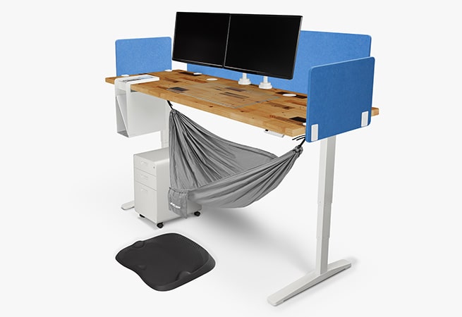 2-leg 80x30 reclaimed fir solid wood standing desk with accessories