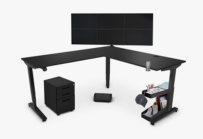 Black Laminate L-Shape UPLIFT Standing Desk