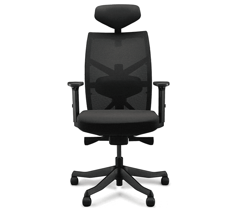 An animation of the Facet Ergonomic Chair with and with a headrest