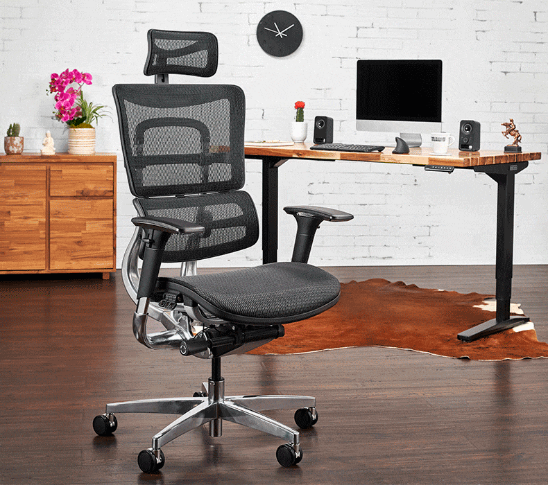 An animation showing the removable headrest on the Intuition Ergonomic Chair