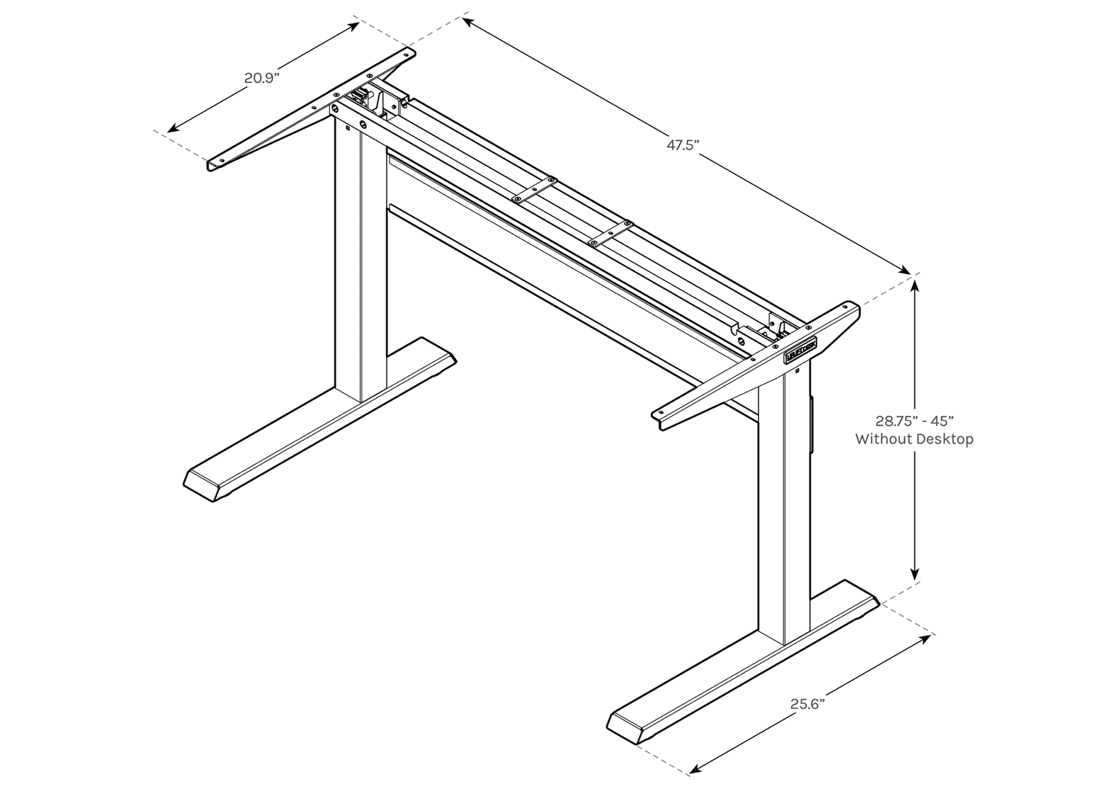 Pneumatic standing desk uplift desk