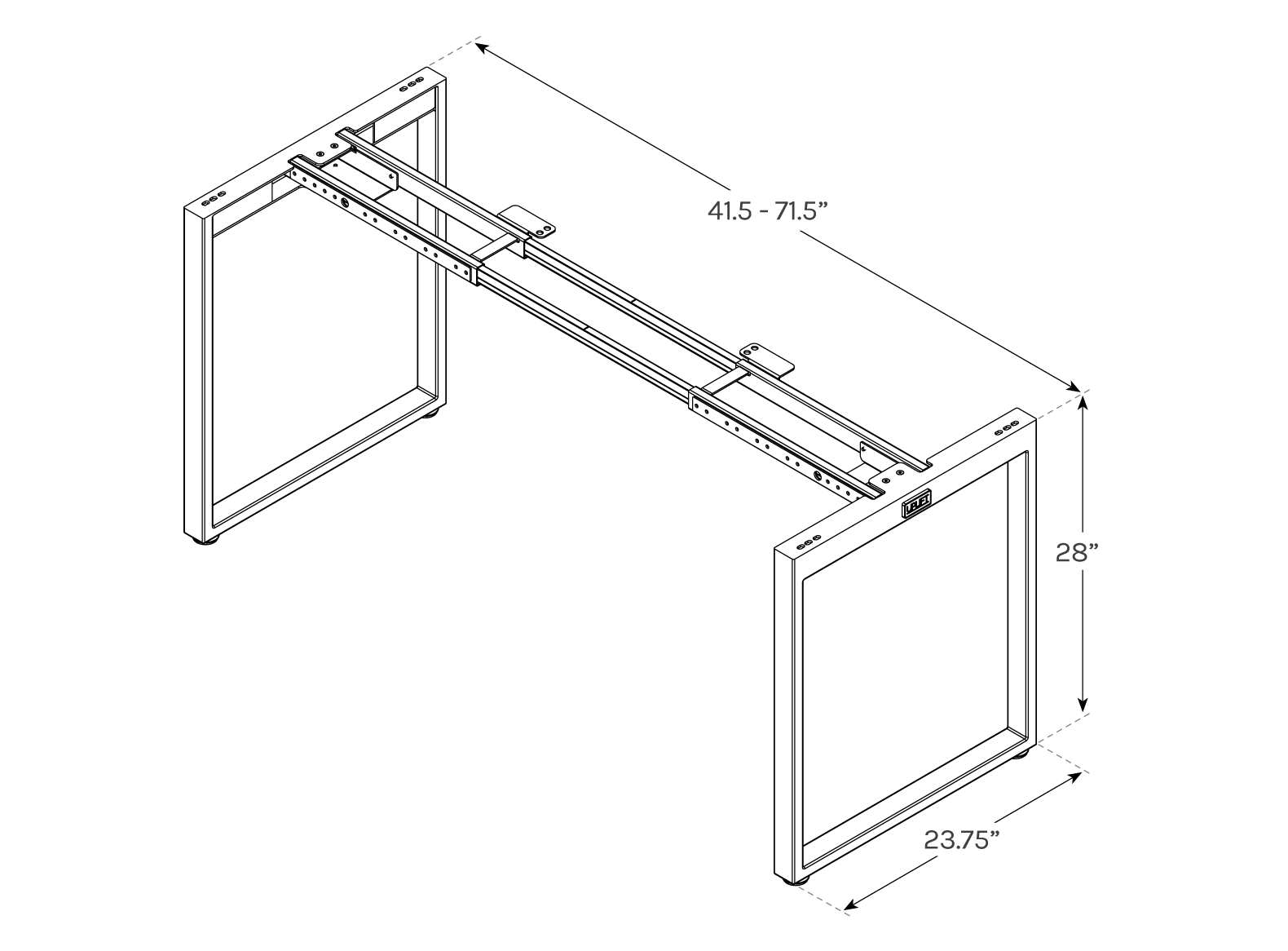 UPLIFT O-Leg Seated Height Table specs drawing