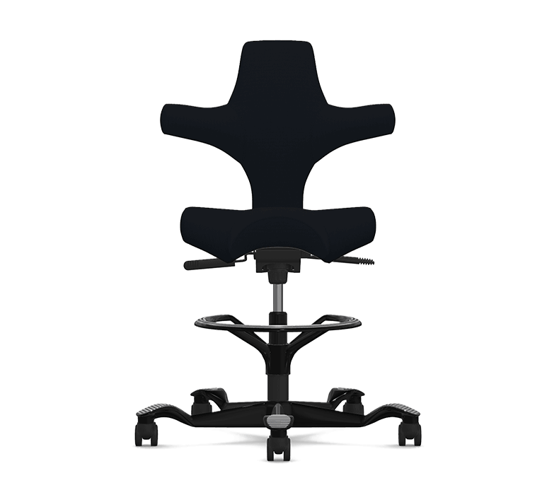 An animation of four quick ship colors of the ergonomic HAG Capisco Chair