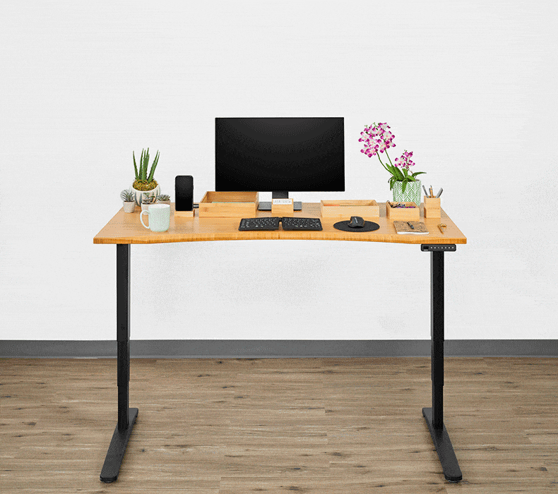 An animation how the Sidecar Shelf provides storage for items on your desk