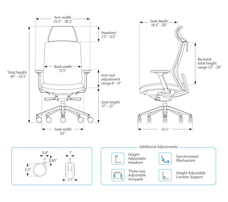 Envoke Ergonomic Chair specs