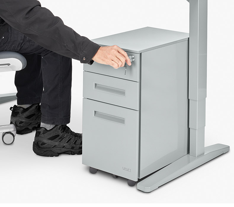 3 Drawer Narrow Square File Cabinet UPLIFT Desk
