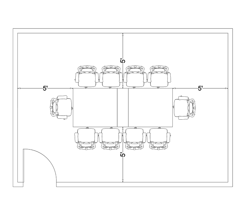 Large standing conference table can fit up to 10 people