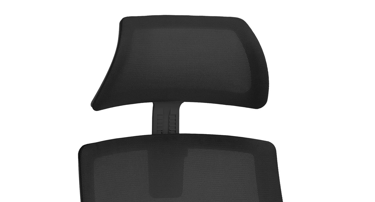 The headrest attaches firmly to the back of the Envoke chair with two included screws