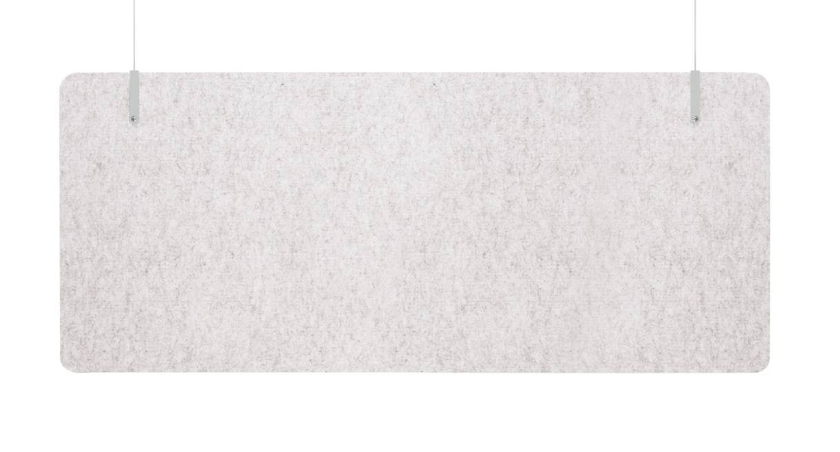 Pair contrasting acoustic panel colors overhead for a quieter workspace that still stands out