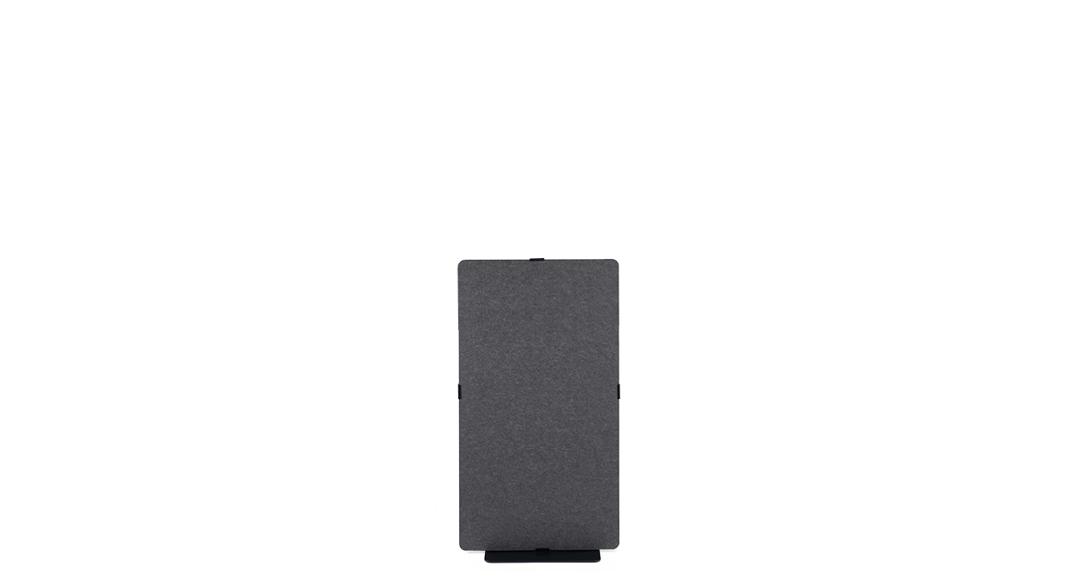 Freestanding Acoustic Privacy Panel with Lagoon Blue acoustic panels and black frame