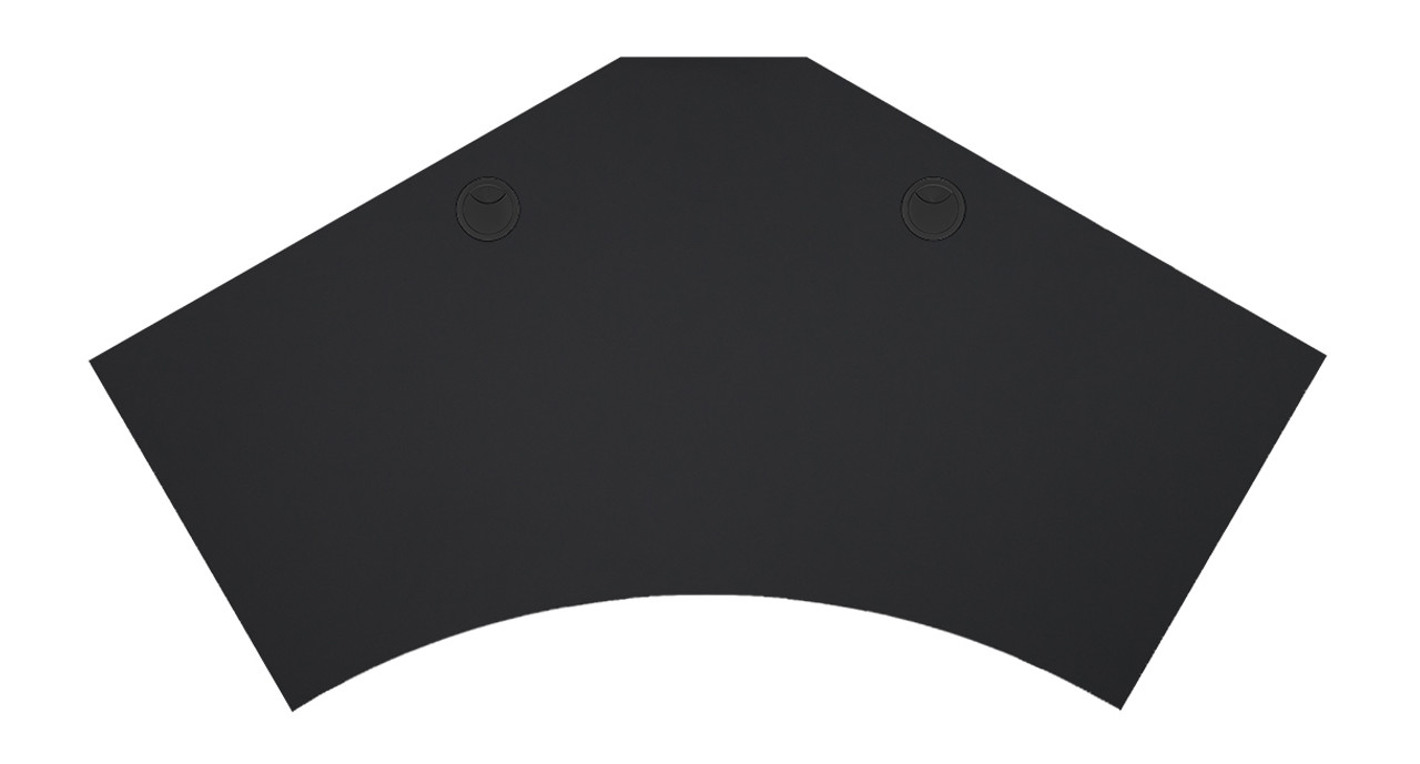 Black laminate 120-Degree Desktops are ideal sit-stand solutions for a variety of office decors