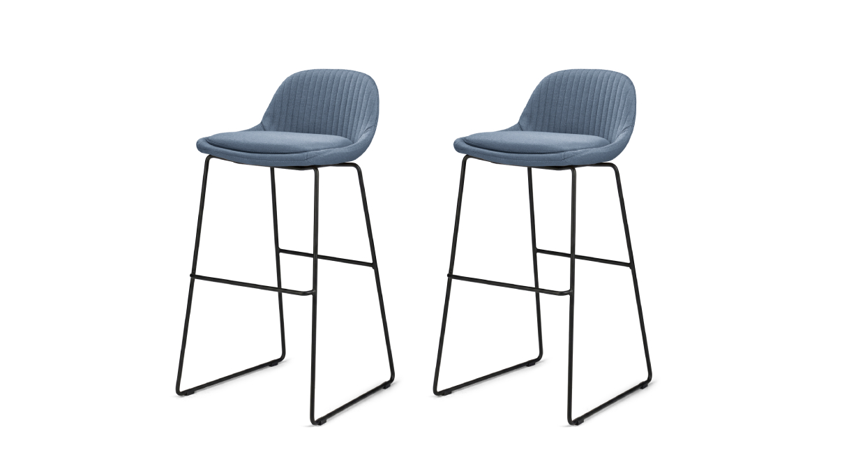 Two Rivervue Barstools in Slate at an UPLIFT Cafe Table