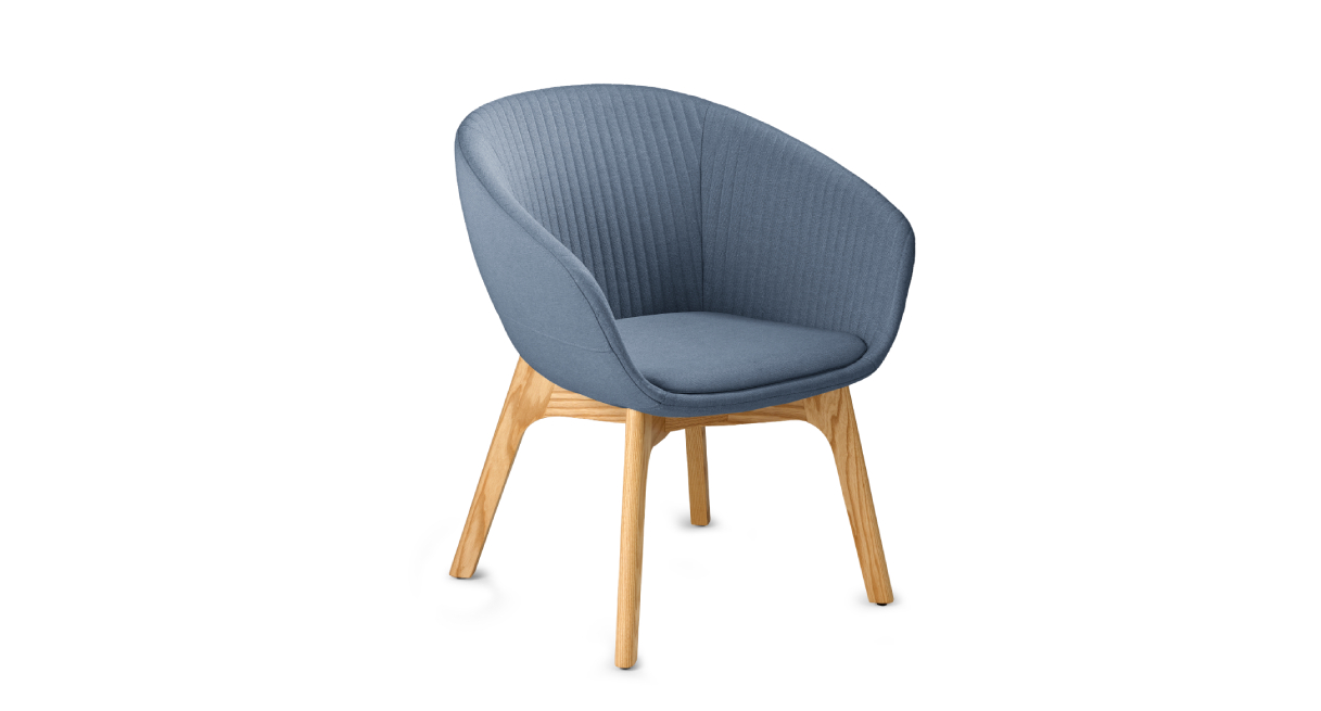 Rivervue Side Chairs in Slate with a Black stained pine base, paired with a Seated Height O-Leg Table by UPLIFT Desk