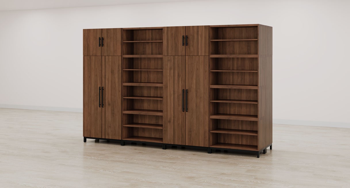 Walnut MoPac Storage Wall 7 Configuration