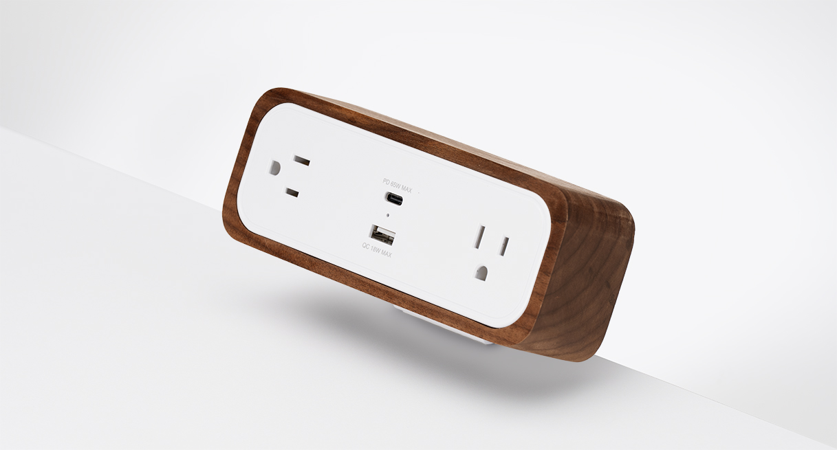 Mount the DuoMount Power Strip below or above desks for easy access to additional power and charging