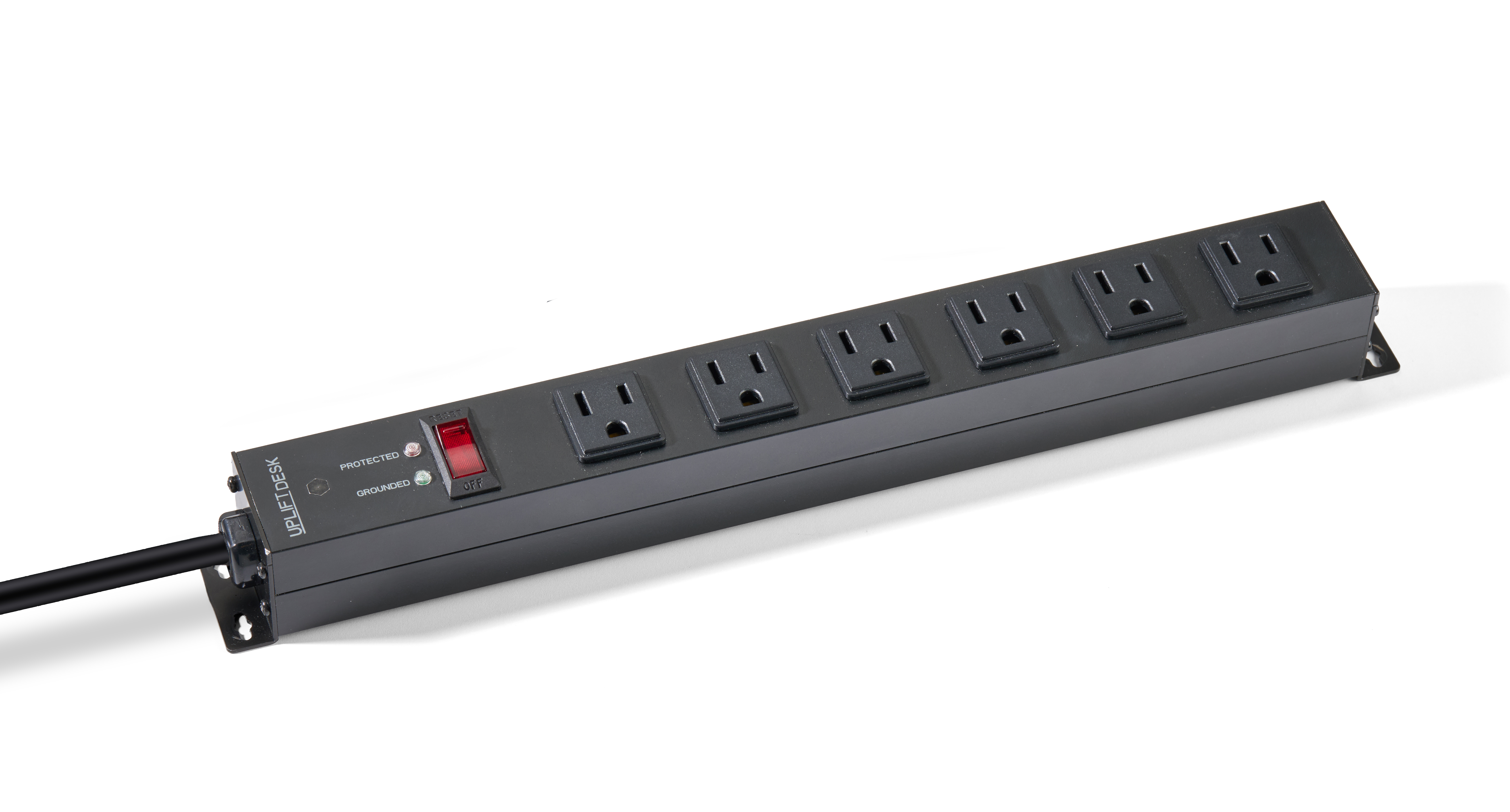 Slim profile that mounts under desktop and keeps cords out of the way
