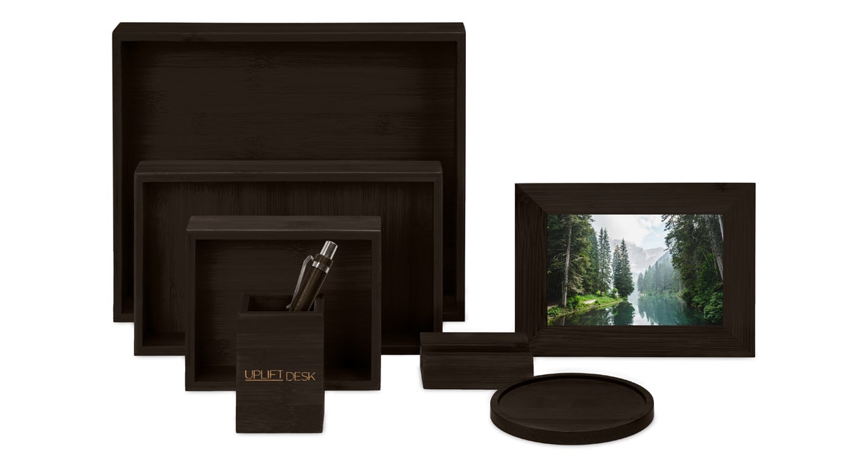 Natural color bamboo - eight piece Bamboo Desk Organizer Set