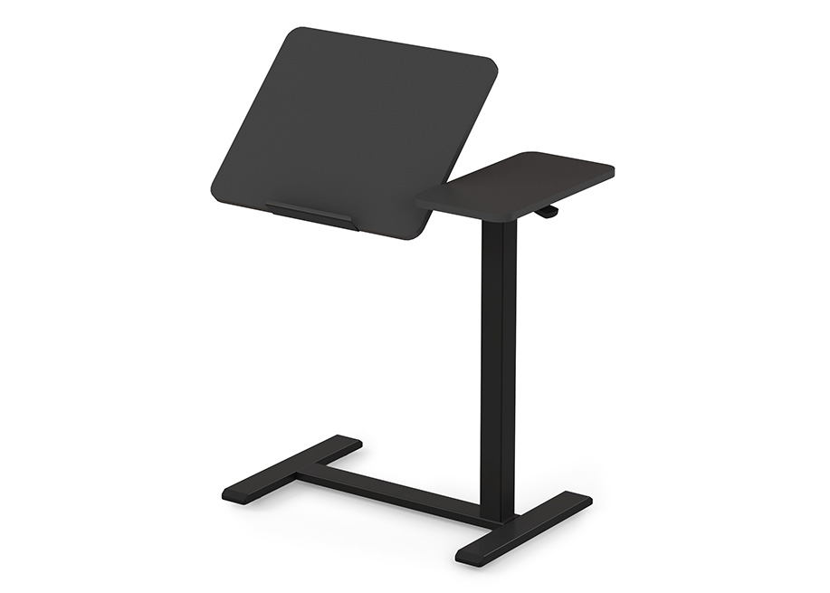 Sidekick Adjustable Table in Blue Gray paired with the Dillo Lounge Chair