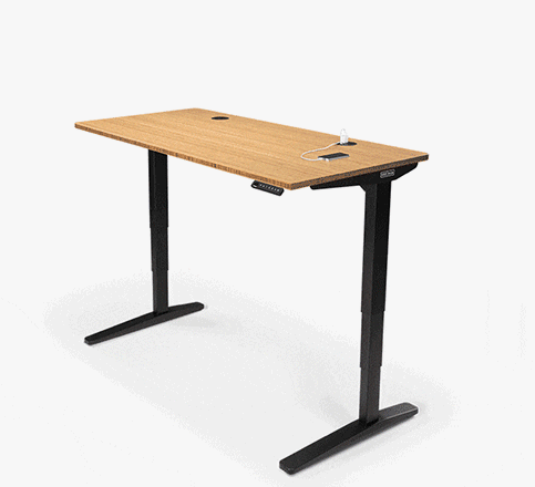 UPLIFT Bamboo Height Adjustable Desk with Zilker Dual Monitor Arm, Bamboo Keyboard Tray, and Desk Extension