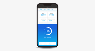 A smartphone showing the goal tracking screen of the UPLIFT Desk App